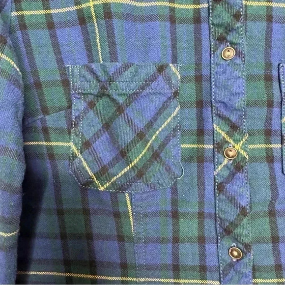 G21 Plaid  Shirt Button-Up Blue/Green/Yellow Size Medium - Picture 5 of 16